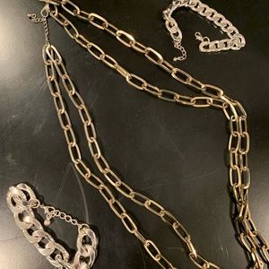CHAIN LINK NECKLACE AND BRACELETS